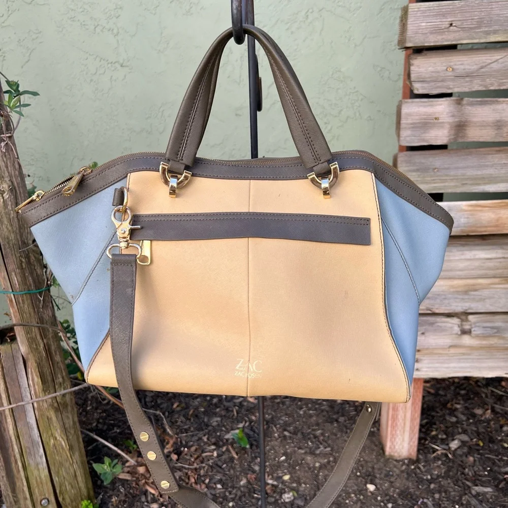 ZAC POSEN Satchel - Eartha Saffiano Colorblock Soft Double Handle Handbag